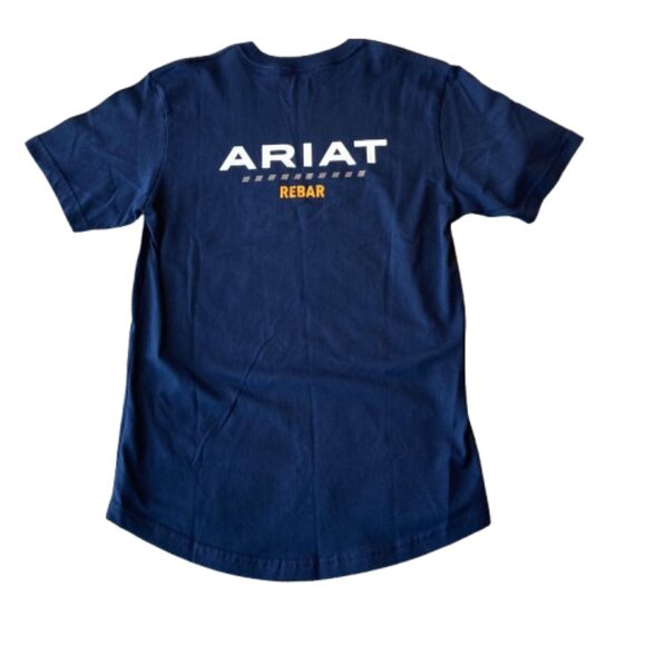 ARIAT Rebar Cotton Strong SS T-Shirt Workwear Men's Small S Navy NEW - Picture 2 of 6